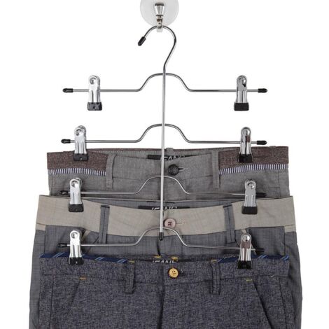 Cintre Pantalon et Jupe avec Pinces Anti-glisse - Maxi 4 Pièces - Porte 4 Pantalons/Jupes/Jeans/Shorts (1/5)