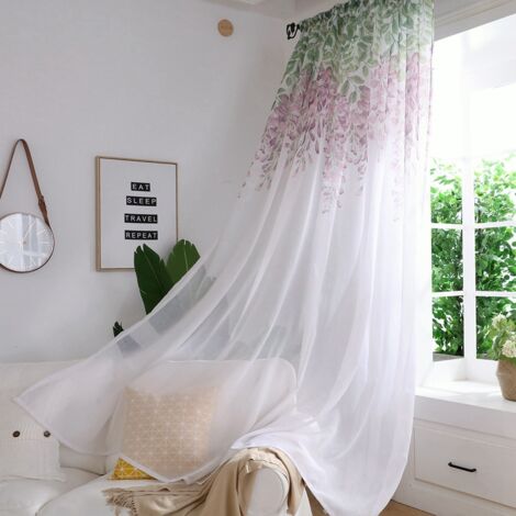 Voile de Fenêtre Polyester Valance pour Chambre et Salon Décoratif en Violet - Rideau de Fenêtre Polyester, Matériel 100% Polyester Respirant et Sans Peluchage, Dimensions 1x2.7m/3.28x8.86ft, Couleur (1/5)