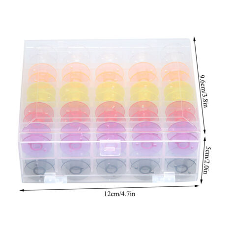Boîte Organisateur Bobines Machine Couture - 50 Bobines Plastique Double Étage Transparent Coloré