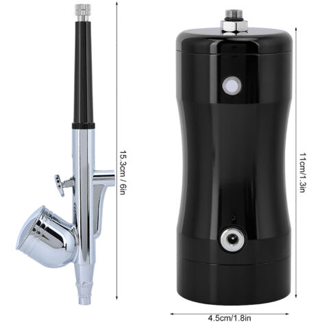 Pistolet à peinture G12 0.3mm avec pompe mini et kit de nettoyage, aérographe professionnel noir pour T-shirt, maquillage et DIY (1/5)