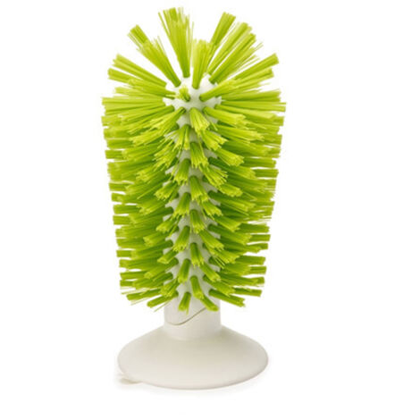 Brosse de nettoyage pour tasses et flacons à biberon PP PV TPR avec ventouse, 360° sans angle mort, couleur verte ou grise, 16,5 x 7 cm (1/5)
