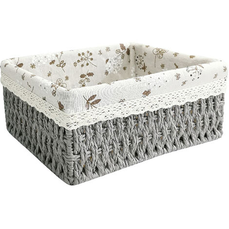 Panier de rangement textile et corde de papier modèle ECO - Matériau doux et durable, dimensions disponibles 18x12x10cm, 22x16x11cm, 26x20x12cm, coloris Gris, Brun, Beige, 1 pièce (1/5)