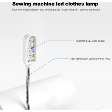 Lampe à LED Flexible 10 Lumières Super Lumineuse pour Machine à Coudre Multifonctionnelle avec Base Magnétique et Manette ON/OFF (1/4)