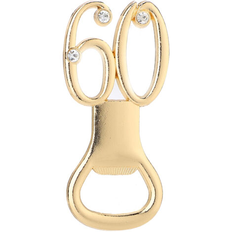 Ouvre-bouteille en forme chiffre 60, cadeau pour anniversaire, mariage, fête et bar, matériau alliage durable et brillant (1/5)