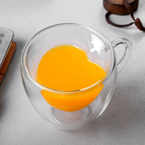 Verre à double paroi isolé cœur - Borosilicate blanc 80ml/180ml/280ml - 1 unité (1/5)