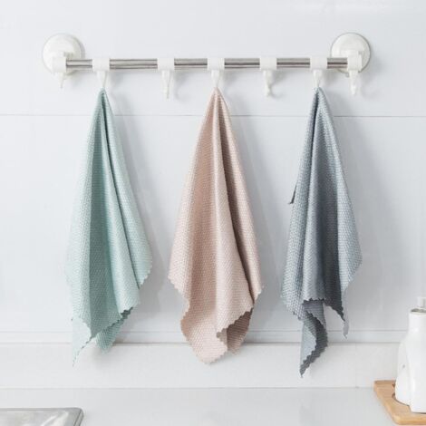 Chiffon de Nettoyage à Écailles de Poisson pour Surface Vitrée Sans Traces – Lavette Absorbante et Sans Peluches pour Cuisine et Maison, 40x30cm, Lot de 5 Pièces (1/5)