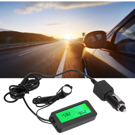 Thermomètre numérique pour voiture avec écran LCD, détection intérieur/extérieur (-50°C à +70°C), alimentation DC 12V (1/5)