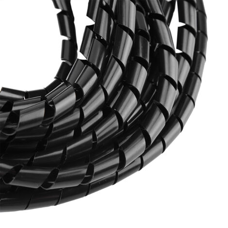 Gaine spirale de protection pour cables électriques - PE résistant - 10mm diamètre externe (7,5mm intérieur) - Noir / Blanc option - 8m longueur totale - 1 pièce