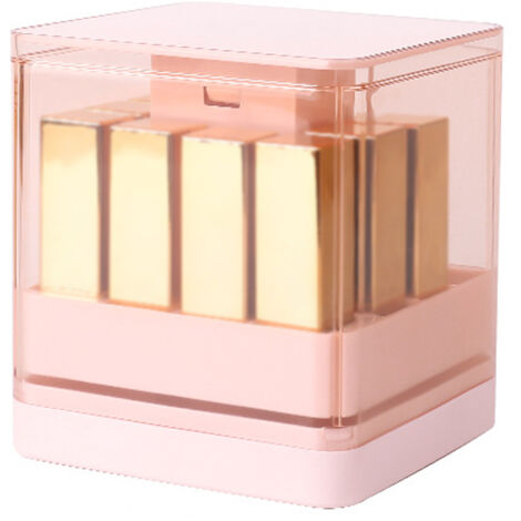 [Boîte Organisatrice de Rouges à Lèvres] + [Rangement Cosmétique] + [Design Press-Lift Innovant] Organisateur à Casiers Transparent ABS/PP, Anti-Poussière & Imperméable, 8 ou 12 Cases, Blanc/Rose (1/5)