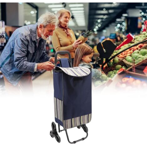 Chariot de Shopping Pliable Folding - Modèle avec Roues Tournantes et Fermeture Cordage - 2370g, Canvas & Stainless Steel - 8 Accessoires inclus (1/5)