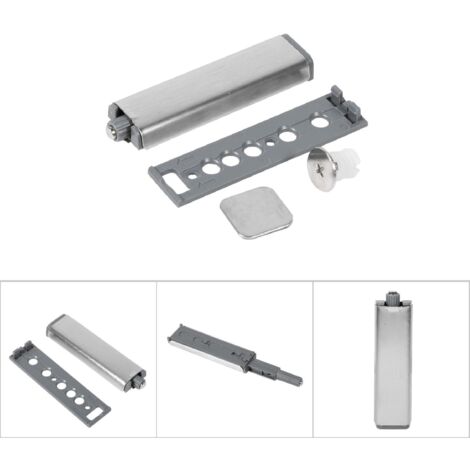 Système d'amortisseur pour porte et tiroir de cabinet avec fermeture douce et mécanisme push-to-open, 12 cm, ABS et métal, 50 000 cycles. (1/5)