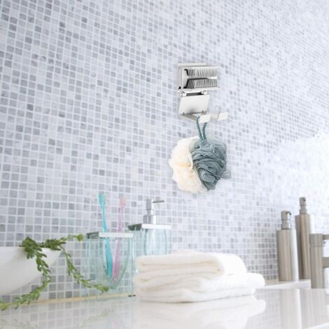 Attrape-Cheveux pour Douche - Collecteur de Cheveux Amovible et Murale - Anti-Blocage du Drain - ABS et Silicone - 8x5.5x4.8cm - avec Vis et Patches (1/5)