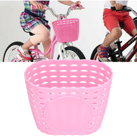 Corbeille Vélo Enfant Jaune/Pink - Panier Plastique Robust pour Bicyclettes et Poussettes Enfant - 20x15x12cm