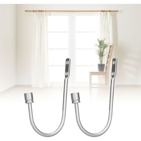 Accroche pour Rideaux en Aluminium U【EL】 Deux Pièces Fixation Cylindrique pour Maison Bureau Chambre Argent (1/5)
