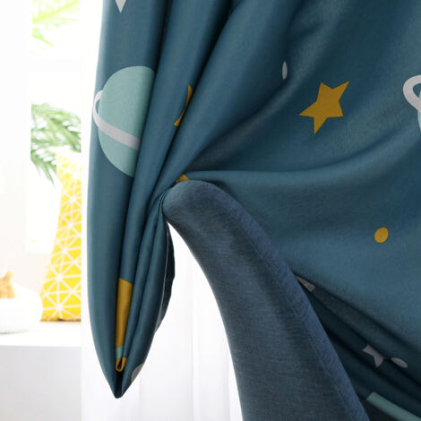 Panneau de rideau polyester bleu cartoon planètes anti-lumière 100% polyester 100x250cm (1pc) manomano (1/5)
