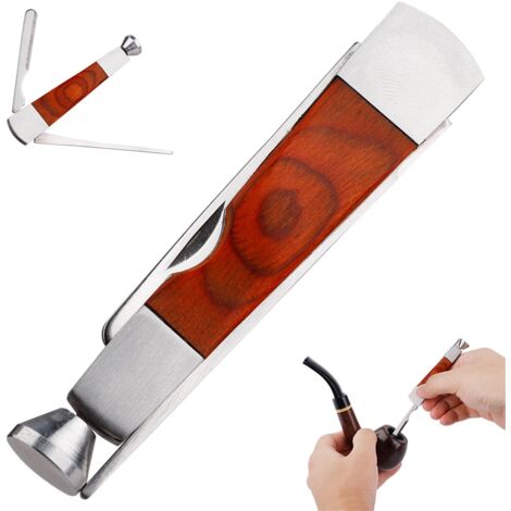 Accessoire de Nettoyage Pipe Écailleur en Bois et Métal 3-en-1 Kit Maintenance Cadeau (1/5)