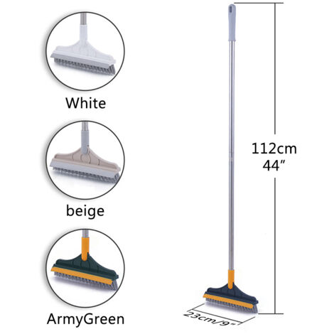 Balayette de Sol avec Manche Longue Détachable [Brosses PVC Rigides] - Modèle 120° Rotating V-Shaped, Dimensions 110x23 cm, ABS, Blanc/Chartreuse/Kaki, 1 Pièce, pour Salle de Bain & Cuisine (1/5)