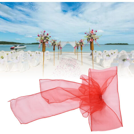 Robe de mariage en orgue, sash de banquet, nœud élégant, 270cm/106.3in, 17cm/6.7in, 10 pièces, décoration d'événements, couleur Bright Red (1/5)