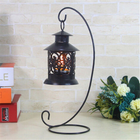 Portable Candle Holder - Pendent Luminetique pour Décoration Romantique (En Fer, Noir/Blanc, 230mm x 55mm) - 1 Pièce (1/3)