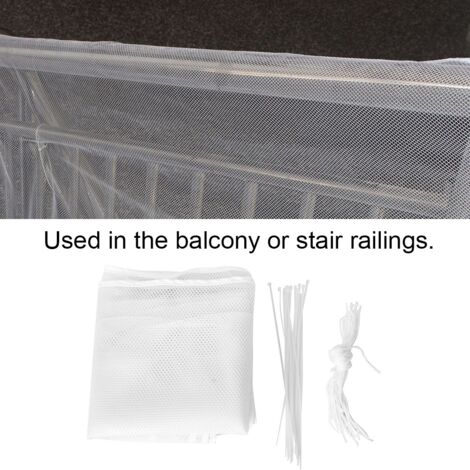 Filet de Sécurité pour Balcon et Escaliers - Polyester - 300 x 77cm - Blanc - 15 Fermetures PP (1/5)