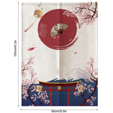 Noren Rideau Décoratif Japonaise - Rideau pour Cuisine en Polyester, 85x120cm, Écru (1/5)