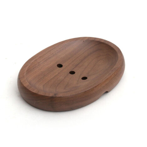 Porte-Savon Bois de Noix Soap Dish Walnut Porte-savon ventilé pour drainage optimal Matériel durable et lavable Dimensions 11.7x9.2x2.2cm Coloris bois naturel 1 Pièce pour savon, éponge ou bros (1/5)