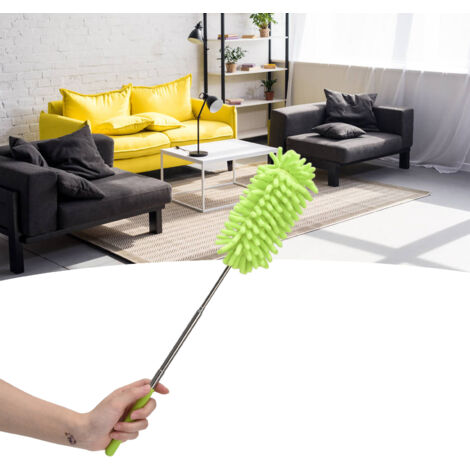 Époussieroir Telescopique - Époussoir Manuel - Téléscopique - Dust Cleaner - Écologique - Stainless Steel - Époussoir en Verre - Washable - Green - Approx.71g (1/5)