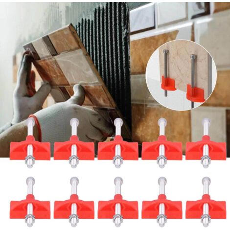 Kit pour carrelage mural [nivellement professionnel] HDPP/acier 12.8cm système régulateur avec positionneur 10 pièces