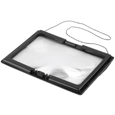 Loupe de lecture 3X avec lumière LED, matériel premium acrylique, dimensions 27.3x20.5cm, pour petits caractères et vision faible. (1/5)