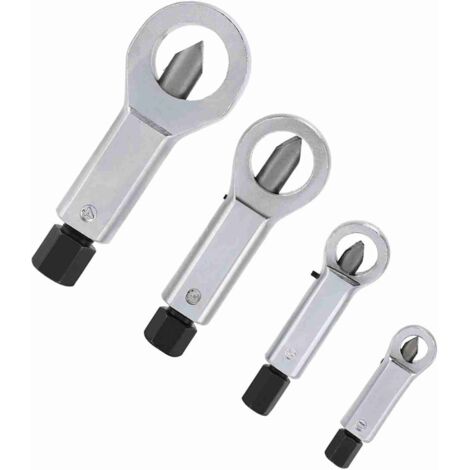 Casse-noix de qualité professionnelle, outil de démontage et de découpe pour écrous rouillés, corrodés ou bloqués, série complète 4 tailles (5) en acier 45