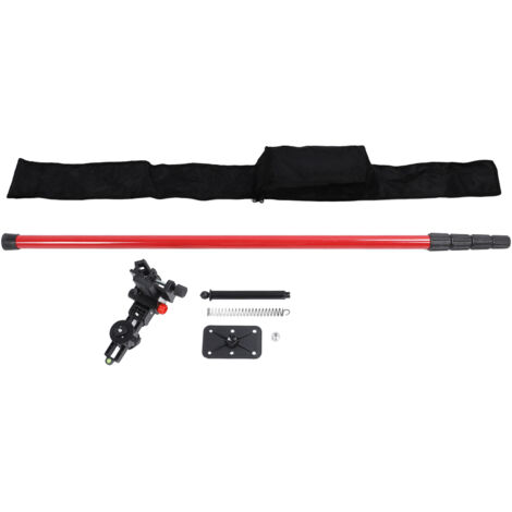 Poteau telescopique de niveau 4M extensible avec tête de micro-adjustation rotation 360°, montage facile et transportable avec sac de rangement. (1/5)
