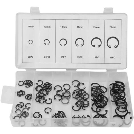 Lot de Circlips Précision 100pcs A3 Steel 11-21mm 6 Tailles avec Boîtier Sécurisé (1/5)