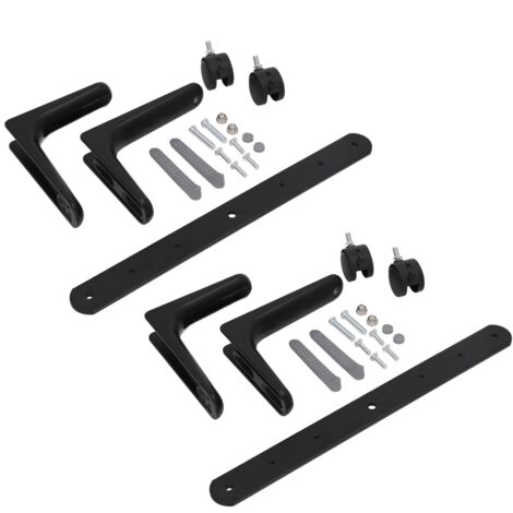 Pieds Porteurs pour Paravents Déplaçables, Support en Aluminium, Largeur Adjustable avec Roulettes, Noir (1/5)