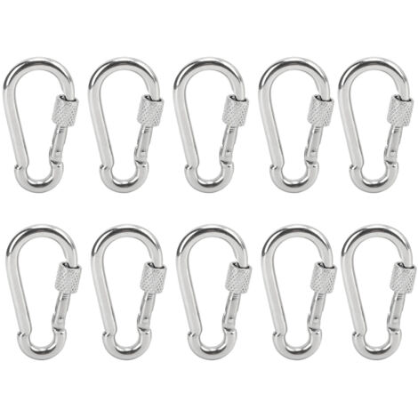 SNAP HOOK - Mousqueton de sécurité en acier inoxydable 304, modèle M5, lot de 10 avec ressort et capacité de charge 90kg (1/5)