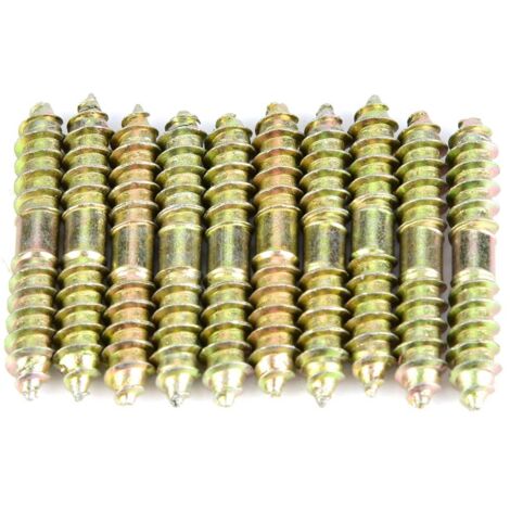 Vis de cheville pour assemblage bois - Connecteur double face - 6x40mm - Zinc - 10 pièces - Kit bricolage et menuiserie