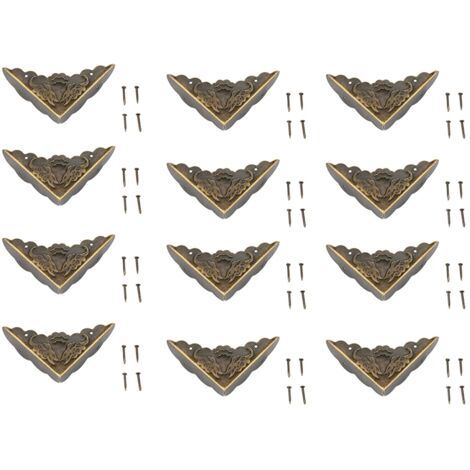 Renfort de Coin Décoratif Vintage Bronze - Fer - Protège-Bords de Boîte Bois - Lot de 12Pcs avec 48 Clous (1/5)