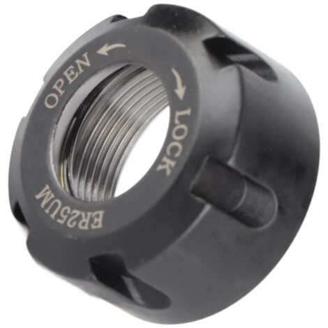Ecrou de serrage dynamique ER25UM M32x1.5 Noir - Collet pour mandrin ER25 avec équilibrage dynamique, 42CrMo, idéal pour outillage CNC et manuel (1/5)