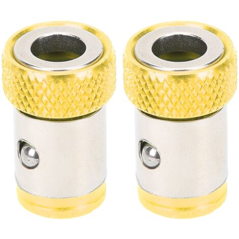 Bague magnétique universelle 2 pièces pour bits screwdriver 1/4 pouce (6.35mm) - Accessoire métrique améliorant l'adhérence magnétique, couleur jaune (1/5)