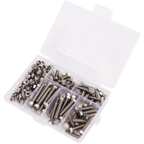 Kit d'assemblage de vis M5 avec boulons et écrous hexagonaux en stainless steel 304 et boîte de rangement (1/5)