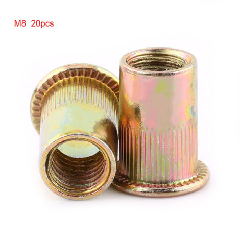 Écrou à River Plat en Acier Carbone M3-M12 avec Flange et Thread Intérieur - 20 pièces M8 pour Fixations et Réparations (1/5)