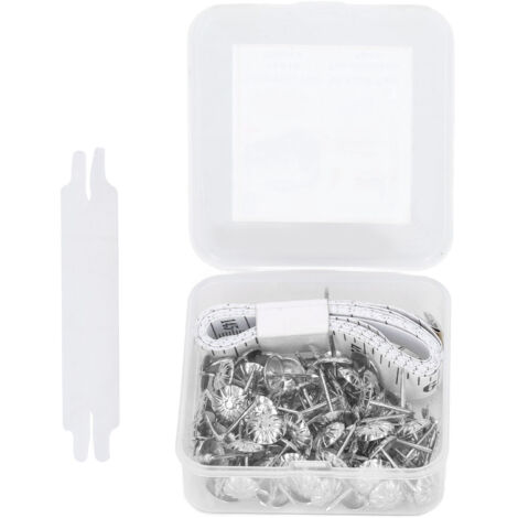 Clou de Tapisserie 100Pcs Kit Set avec Règle Flexible et Main de Protection - Carbone Steel 16mm 11mm Argenté (1/5)