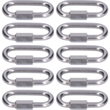 Maille Rapide de Sécurité en Acier Inoxydable 304 M3.5 - 10Pièces, Connexion Robuste pour Corde, Chaîne, Camping et Randonnée (1/5)
