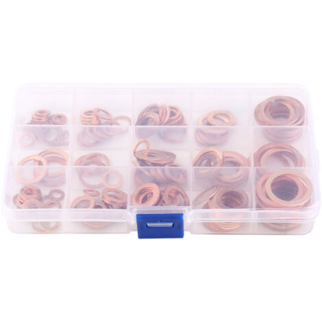 Kit de 150 Pièces 15 Tailles D’Assortiment en Cuivre Avec Boîte M5-M22 - Rondelles Plaines Conductibilité Électrique Thermique Haute Qualité (1/5)