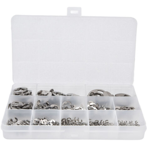 Kit de Clips Circlip en Acier Inoxydable 400Pcs 604, Assortiment Divers Tailles 1.5mm à 15mm pour Arbres et Pièces Mobiles (1/5)