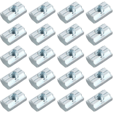 Ecrou à tête de marteau T Slots Plaqué Zinc Carbone pour Profile Aluminium (M8, Type-40) - Lot 20 pièces pour assemblages
