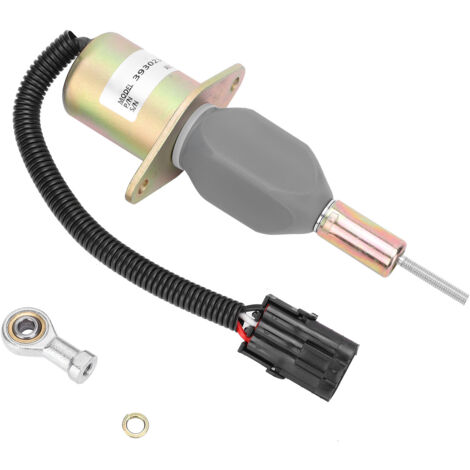 Electrovanne de Fermeture de Carburant DC24V pour Engins de Construction - Solenoid Stop pour Excavateur 3930234, Étanchéité Fer Électrodé avec Connecteur (1/5)