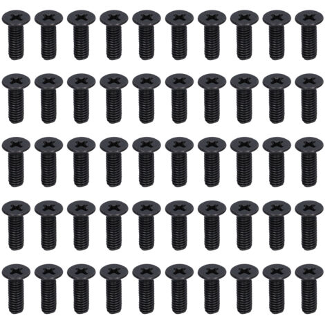 Vis de Finition à Fraise Plate M4 A2‑70 50Pcs Noir Galvanisé DIN 965 (1/5)