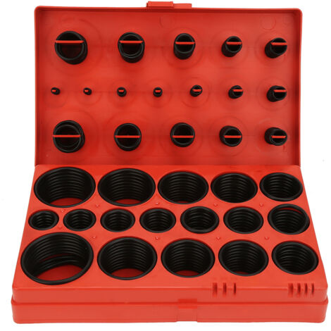 "LOT de 419 JOINTS d'O-Rings noirs en caoutchouc - Kit d'assortiment universel avec 32 tailles pour cylindre, automobile et robinetterie" (1/5)