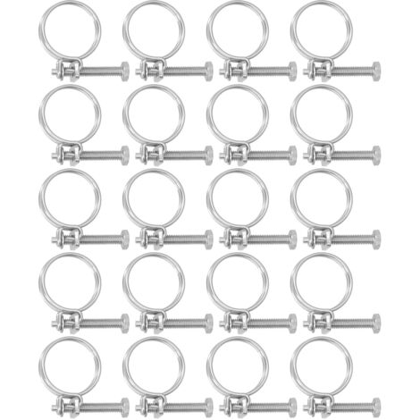 Collier de Serrage à Double Fil 201 Stainless Steel Anti Corrosion Adjustable Hose Clamps16-19mm (20 Pièces) (1/5)
