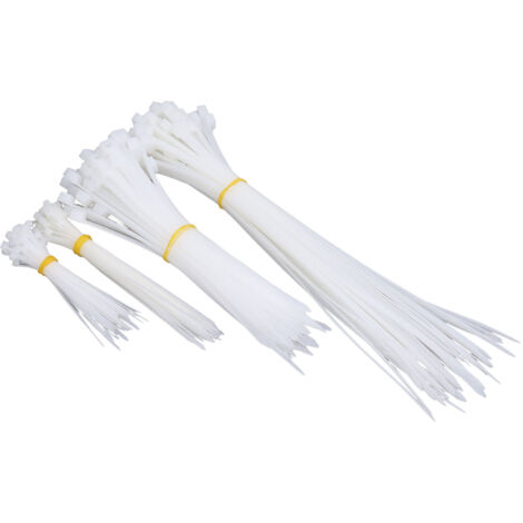[Lot de Serre-Câbles] Lot de 200 Serre-Câbles Industriels Nylon Résistants - 4,6,8,12 pouces, Blanc, 18/120 lb Force Tensile (1/5)
